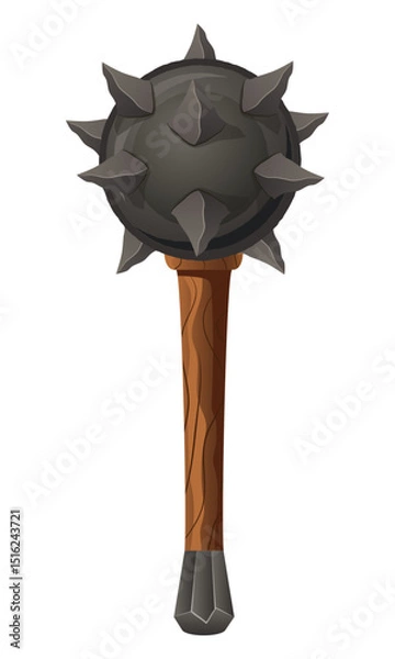 Fototapeta detailed vector illustration showing of fantasy and ancient weapons mace isolated on white background