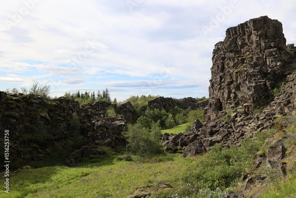 Obraz Landscape of the Thingvellir-Althing- Pingvellir- National Park-Iceland 
