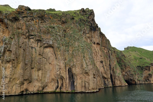 Obraz Cliff face on the coast of Heimaey island- Vestmannaeyjar- Westman Islands-Iceland   