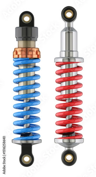 Fototapeta Pair of shock absorbers isolated on white background - 3D illustration