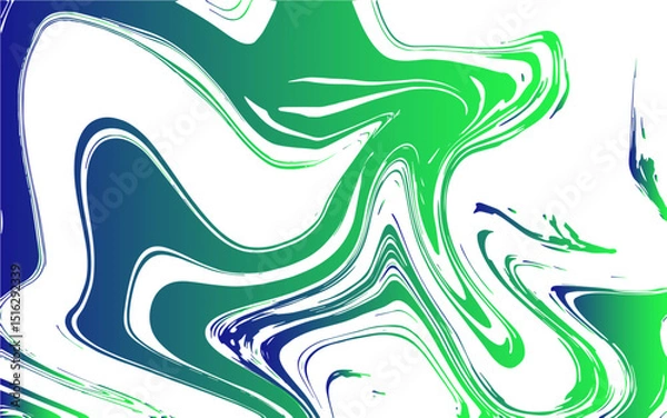 Fototapeta Abstract fluid art composition featuring dynamic swirls of green, blue, and white. Marbled, liquid-like texture with smooth curves and flowing gradients. Expressive and modern, evoking motion.