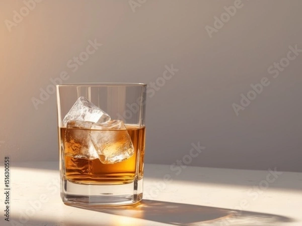 Obraz Whiskey on the Rocks. A Timeless Classic in a Modern, Minimalist Setting.