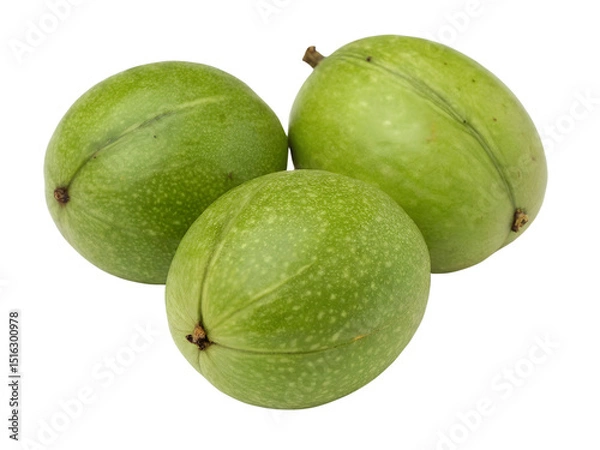 Fototapeta Close Up of Three Mammee Apples Isolated on transparent background, Isolated Png file, Cut-out, Isolate Png, No Background, Isolated object
