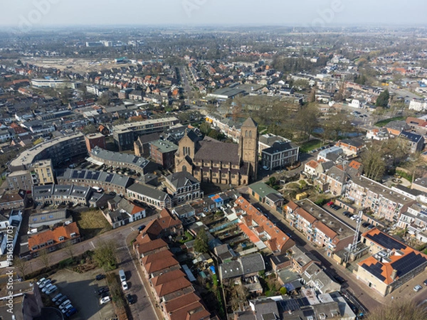 Obraz Aerial view of a historic church Sint Dominicuskerk in Tiel, Netherlands