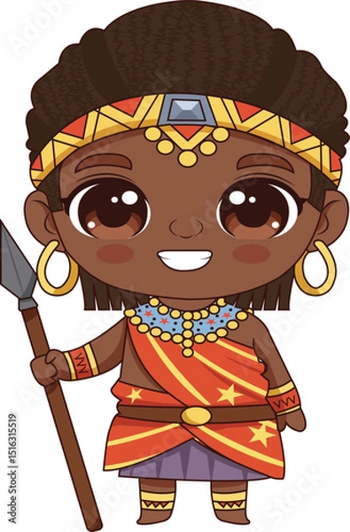 Fototapeta Chibi Masai Warrior Boy