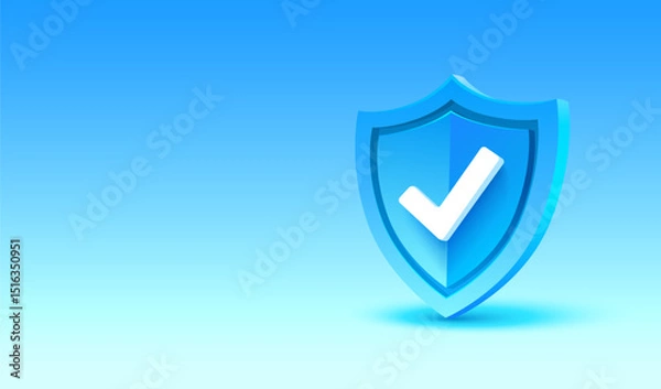 Obraz Protection shield with confirmation, hack protection. Vector illustration