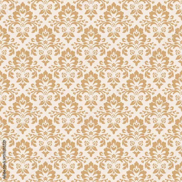 Fototapeta Elegant Damask Seamless Pattern. Vector design for Wallpaper, Fabric, Branding, Packaging, Invitations, Wedding, Home Decor Design
