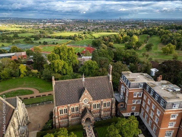 Obraz Aerial View of Harrow School and London Skyline
