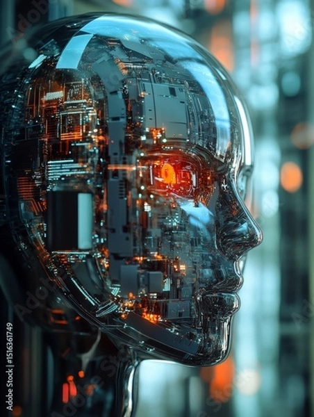 Fototapeta Advanced AI Robot Head