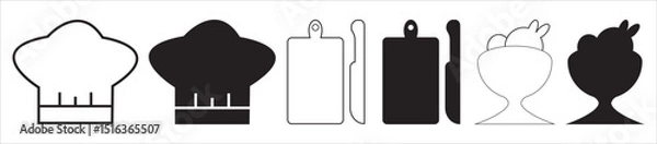 Fototapeta Minimal Line and Fill Icons For restaurant and Food
