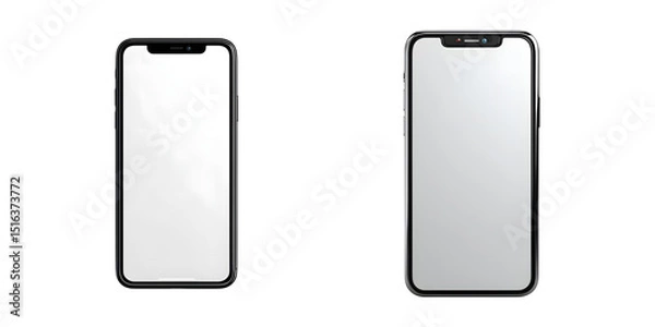 Fototapeta Smartphone with Blank Screen PNG – Modern Mobile Device Isolated on Transparent Background for Mockups