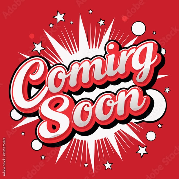 Fototapeta Coming Soon Text Style in Text Effect Comic Background. Vector Art Illustration.
