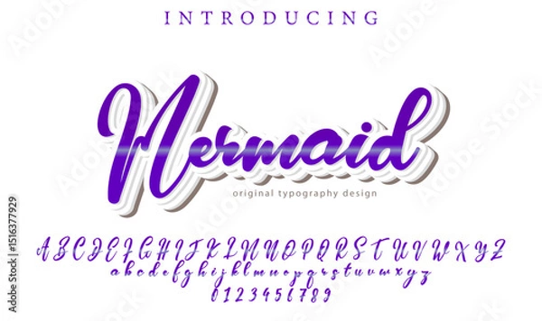 Fototapeta Mermaid Font Stylish brush painted an uppercase vector letters, alphabet, typeface