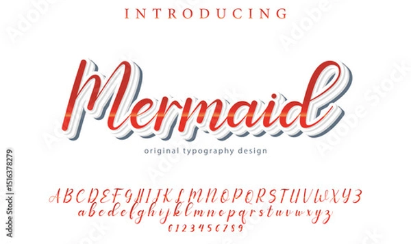 Fototapeta Mermaid Font Stylish brush painted an uppercase vector letters, alphabet, typeface