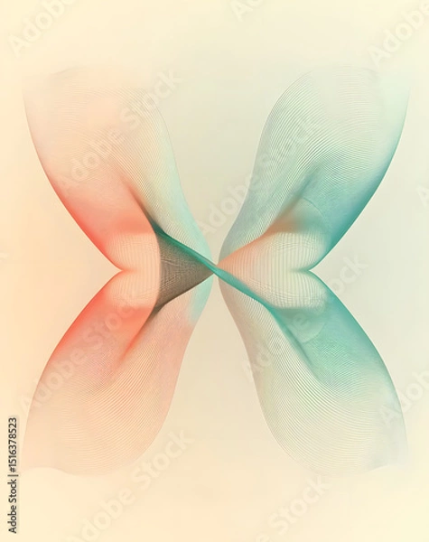 Fototapeta Abstract Design" Text in Minimalist Vector Art - Retro-Futuristic Symmetry with Bold Gradient Lines & Pastel Palette