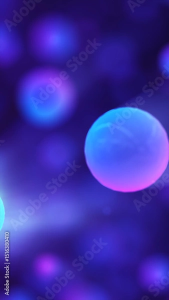 Fototapeta Glowing abstract spheres in a vibrant blue and purple background, evoking a futuristic and energetic atmosphere