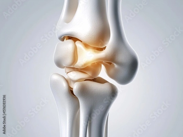 Fototapeta Knee/Hip Joint Anatomy: Simplified Illustration, Bones & Cartilage, Open Areas for Diagrams