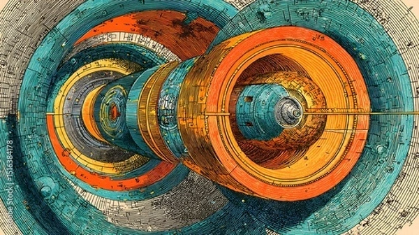 Obraz Abstraktes zylindrisches Maschinendesign

