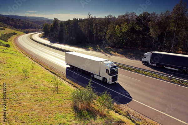 Obraz Cargo truck driving through landscape