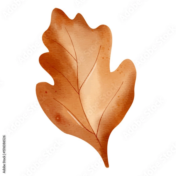 Obraz Watercolor autumn leaf. Hand painted fall foliage element for seasonal design, posters, cards