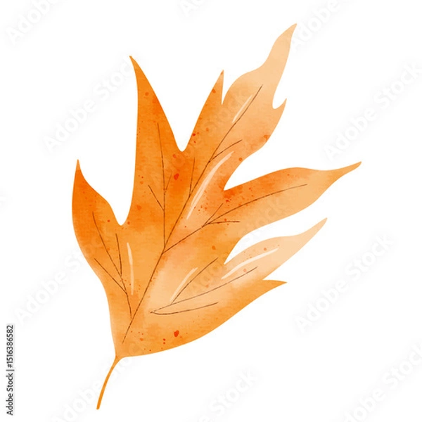 Obraz Hand painted fall leaf. Watercolor autumn element for botanical designs, crafts, cards and decorations