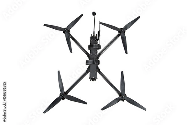 Fototapeta Top-down view of quadcopter with four propellers