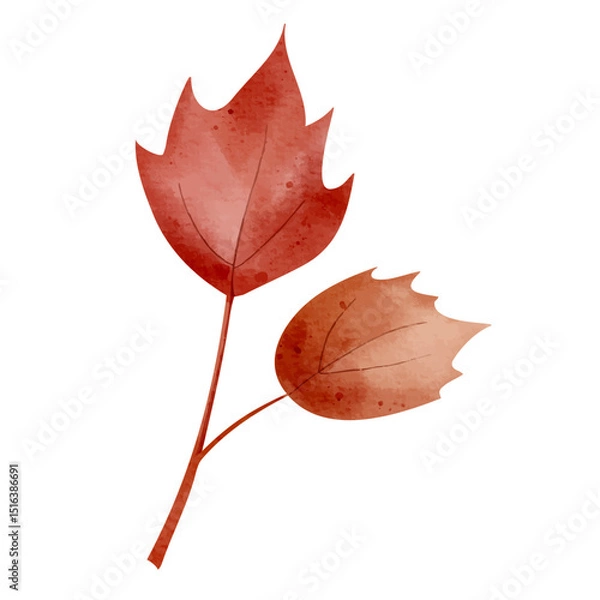 Obraz Watercolor autumn leaf. Hand painted fall foliage element for seasonal design cards or invitations