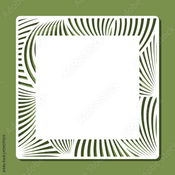 Fototapeta Form with openwork edge. Square sheet, certificate, blank for card, invitation, congratulations with abstract pattern. Copy space, empty space for text. Template for plotter laser cutting of paper.