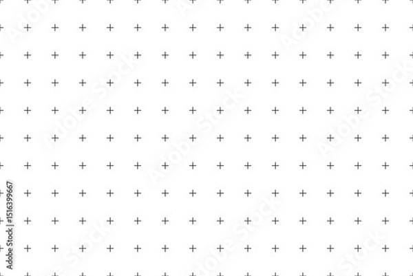 Fototapeta Geometric seamless pattern made from simple crosses isolated on white background. Monochrome texture vector illustration