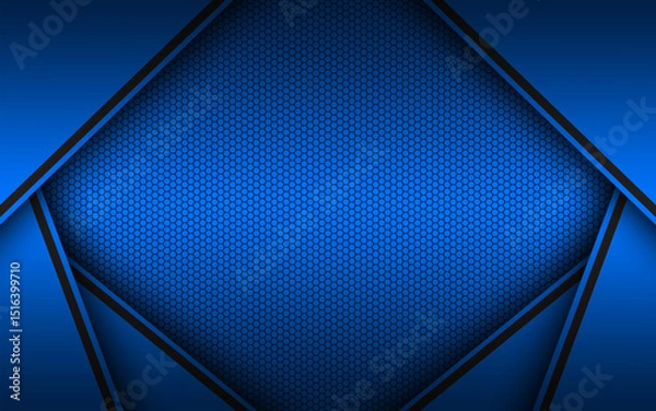 Fototapeta Blue abstract background with layers above each other. Modern design template. Vector illustration with oblique stripes and lines