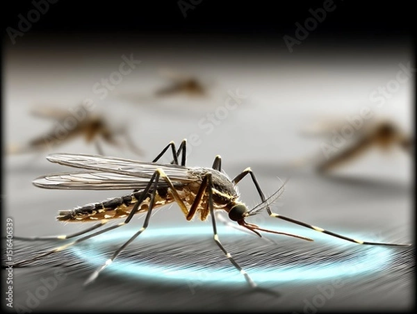 Fototapeta Mosquito in focus, digital illustration