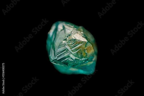 Fototapeta Rare natural rough bicolor diamond crystal on dark background (selective focus)