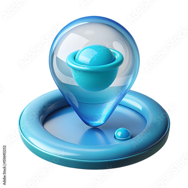 Obraz Modern 3d rendering of a plastic-style location icon isolated on a transparent background for mapping navigation and digital design