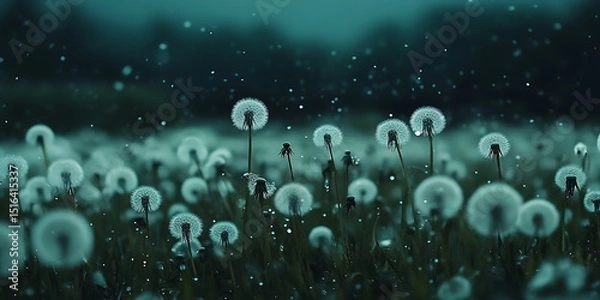 Fototapeta Dandelions in twilight