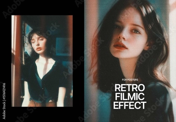 Obraz Retro Filmic Poster Photo Effect Mockup