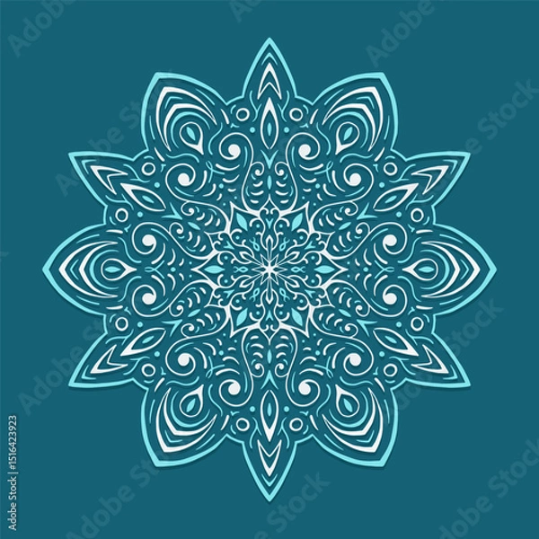 Obraz Decoration for New Year Christmas and winter holidays. Snowflake on blue background. Vector illustration 1