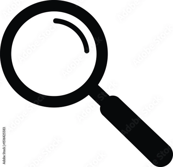 Obraz Simple black magnifying glass icon on a white background ideal for search explore investigation and finding concepts