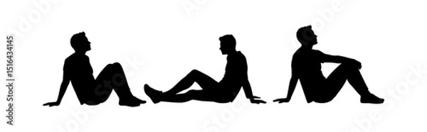 Fototapeta Four Men Sitting in Various Poses - Silhouette Stock Photo