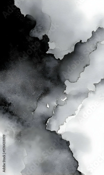 Obraz Abstract monochrome ink wash background creating a dramatic effect with liquid textures blending together seamlessly enhancing aesthetic appeal
