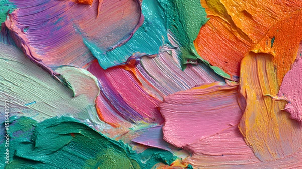 Obraz A vibrant tapestry of hues, painted with broad strokes of oil paint, creating an abstract symphony of color