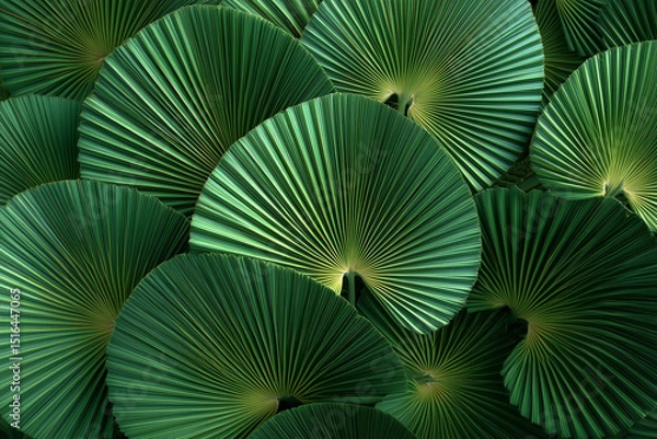 Fototapeta A close up of green leaves with a lot of detail. The leaves are very thin and have a lot of veins. The image has a calming and peaceful mood