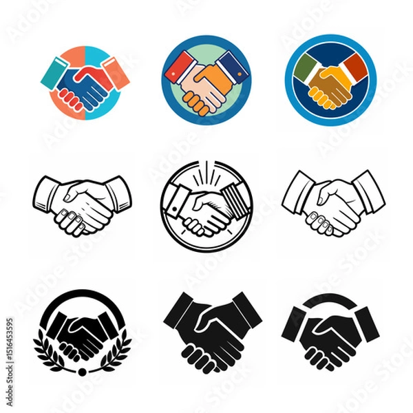 Obraz Silhouette vector of a virtual handshake logo