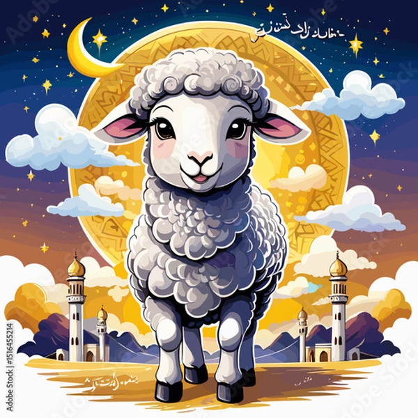 Fototapeta idul adha goat vector art,  moslem qurban