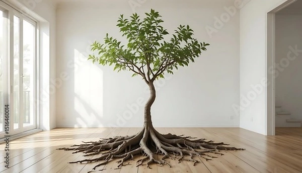 Obraz Single tree roots floor interior
