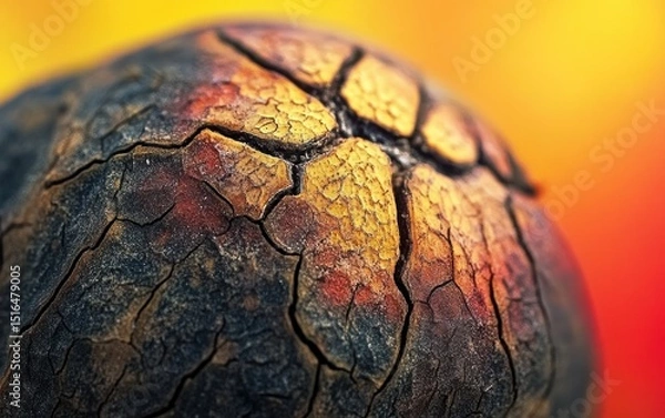 Obraz Single walnut macro shot with textured shell in sharp focus against blurred bokeh background.