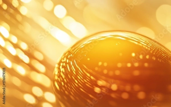 Obraz Golden glass sphere reflecting warm bokeh lights. Abstract texture.