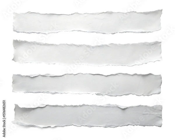 Fototapeta white ripped paper torn edges strips isolated on white background, PNG