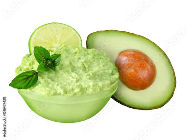 Obraz Avocado Guacamole  Hintergrund transparent PNG cut out