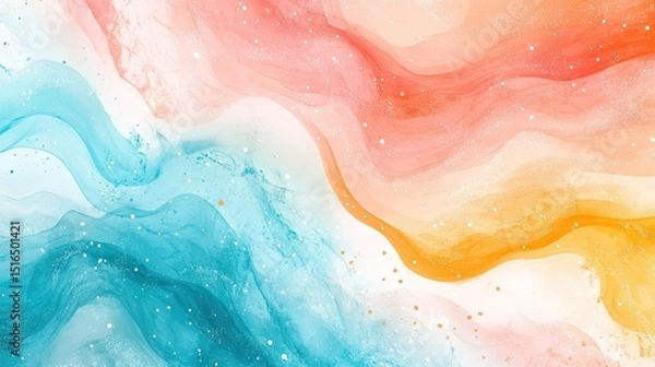 Obraz A mesmerizing dance of turquoise waves merging into a sunset of coral and gold evoking feelings of serenity and wonder