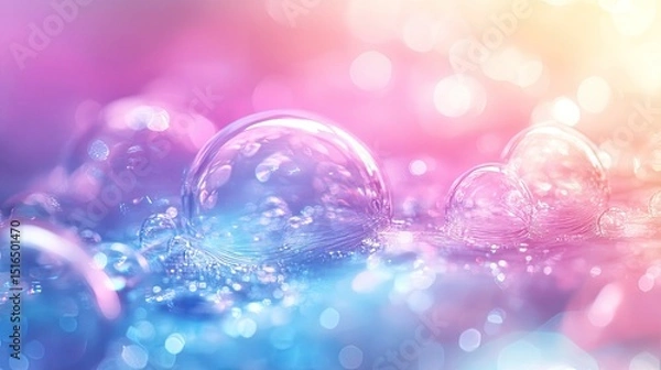 Obraz Captivating spheres shimmer reflections dancing promises whispered in a pastel dreamscape of hope and calm with bokeh
